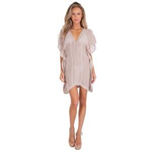 NWOT Sea Spice 100% Peruvian Cotton Crochet Cover-Up Khaki– Size S